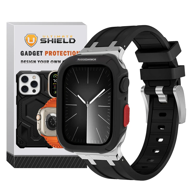 بند آلتیمیت شیلد مدل Stylish Rugged مناسب برای اپل واچ 45 میلی متری سری 8 به همراه کاور