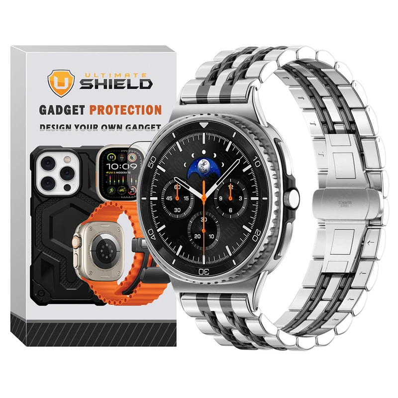 بند آلتیمیت شیلد مدل 7Row SLV 2C NV8 مناسب برای ساعت هوشمند سامسونگ Galaxy Watch 8 44mm