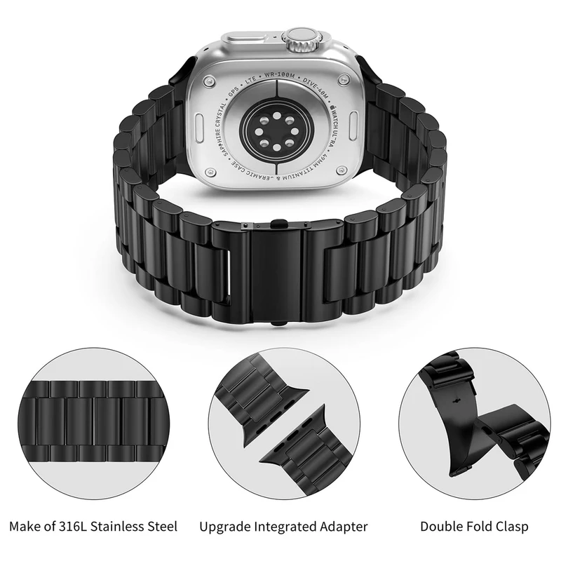 بند ساعت آکوآرا مدل Hexa 3Bead مناسب برای اپل واچ 49 میلیمتری سری Ultra 2 به همراه کاور