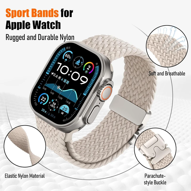بند ساعت آکوآرا مدل Woven Parachute مناسب برای اپل واچ 49 mm سری Ultra / Ultra 2