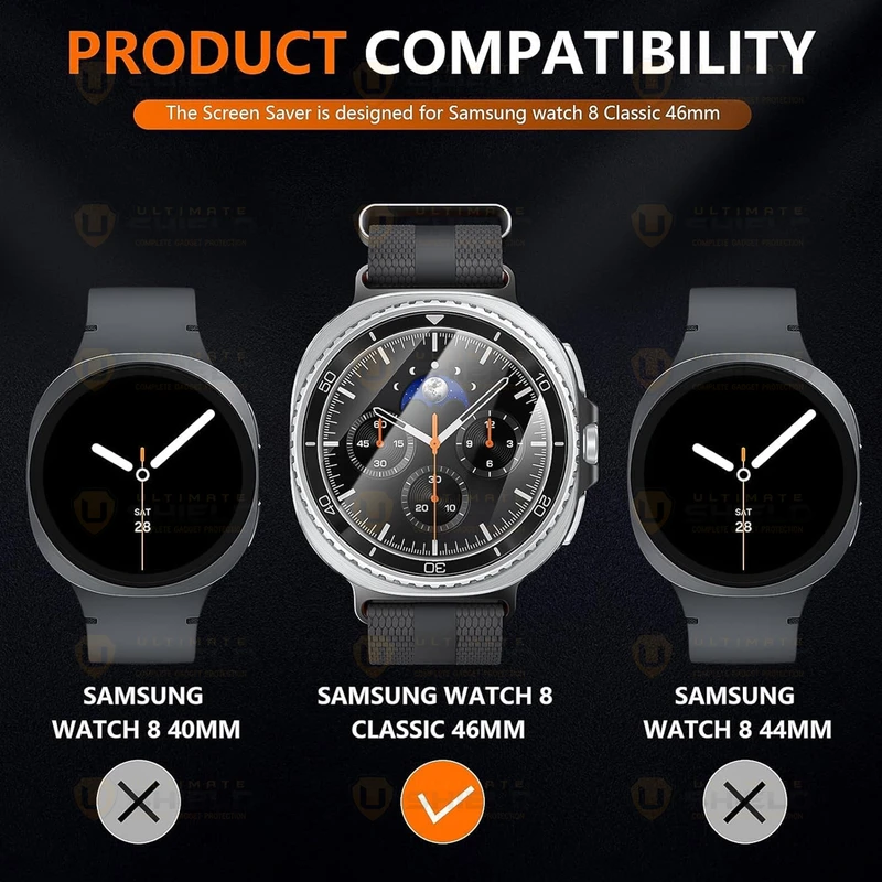 محافظ صفحه نمایش آلتیمیت شیلد مدل SH-UL مناسب برای ساعت هوشمند سامسونگ Galaxy Watch 8 Classic 46mm بسته دو عددی