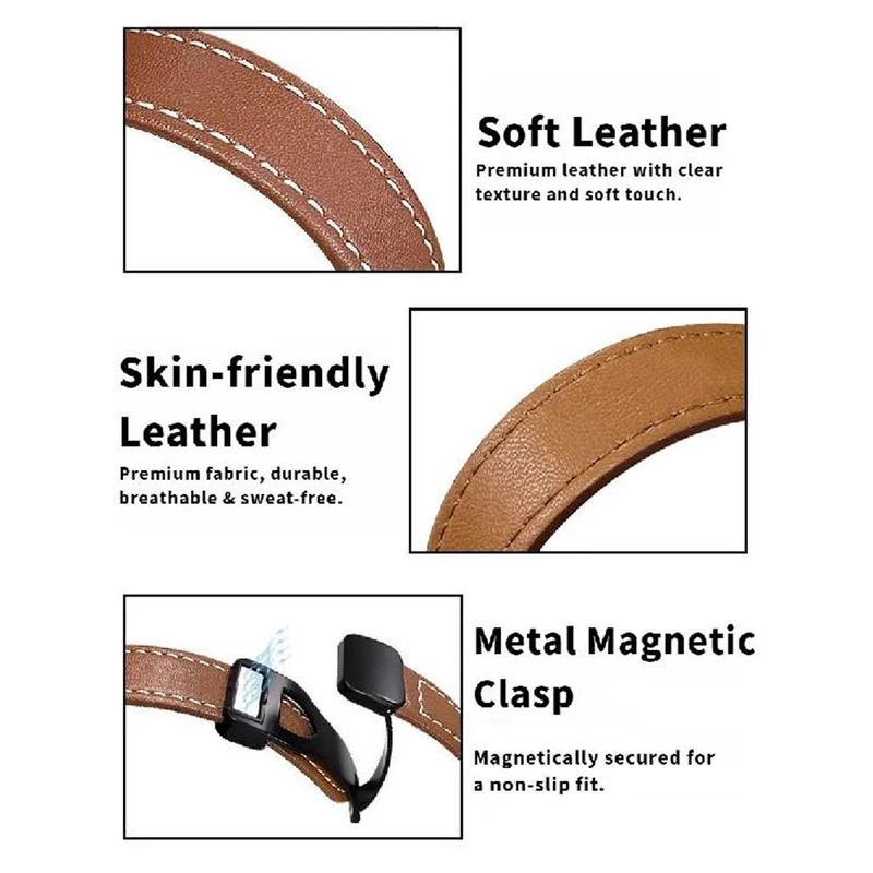 بند آکوآرا مدل Magnetic Leather مناسب برای مچ‌بند هوشمند شیائومی Mi Band 8/9/10