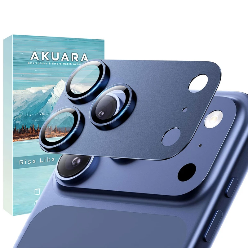 محافظ لنز دوربین فلزی آکوآرا مدل All-Round Protection مناسب برای گوشی موبایل اپل iPhone 17 Pro