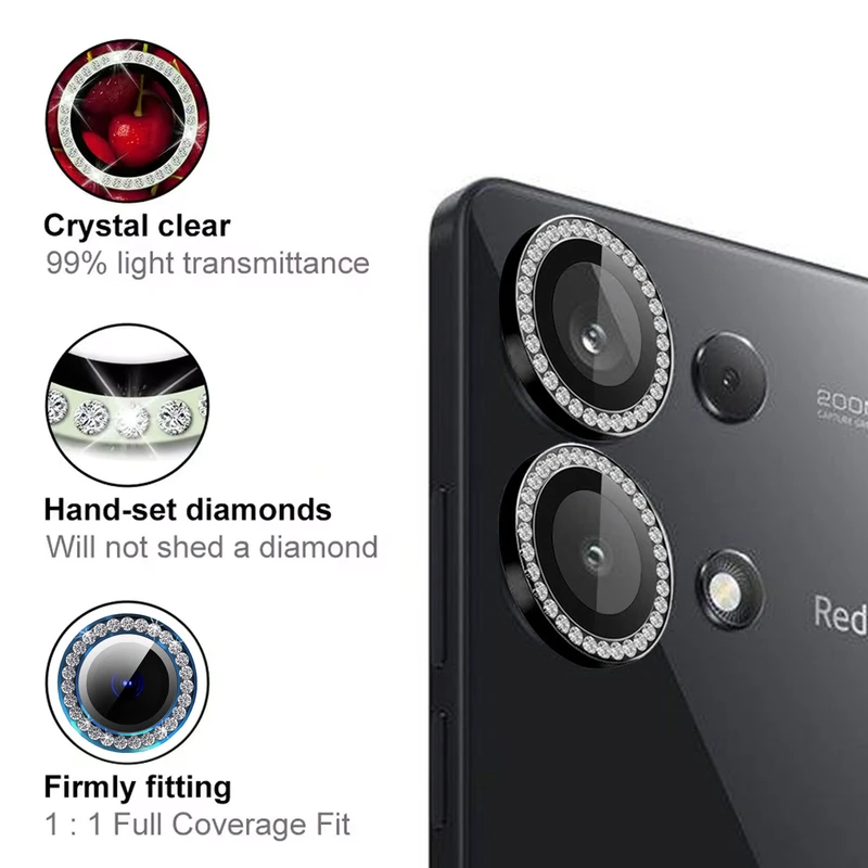 محافظ لنز دوربین رینگی هاپلایت مدل Diamond Protector HL مناسب برای گوشی موبایل شیائومی Redmi Note 13 Pro 4G