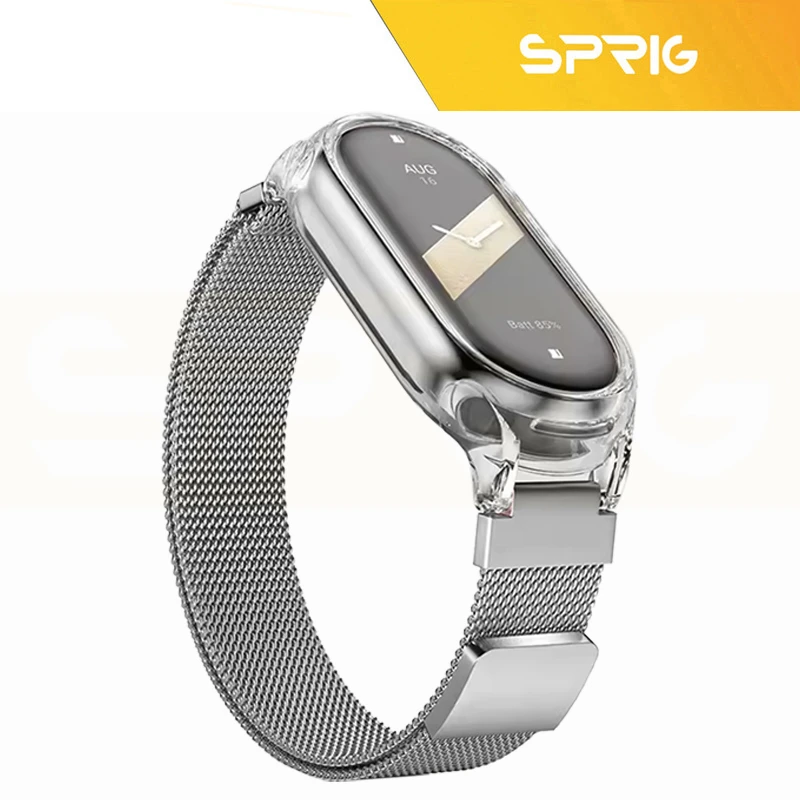 بند اسپریگ مدل Milanese Clear Guard مناسب برای ساعت هوشمند شیائومی Mi band 10 12mm
