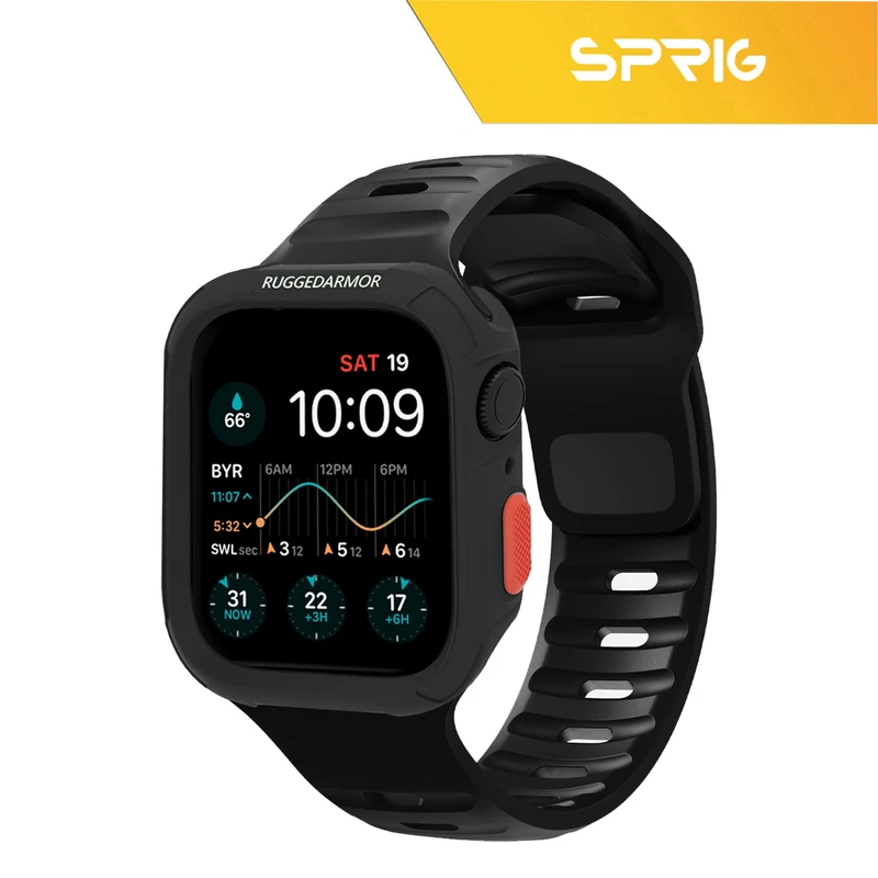 بند اسپریگ مدل Spig Rugged Armor مناسب برای اپل واچ Series 8 45mm به همراه کاور