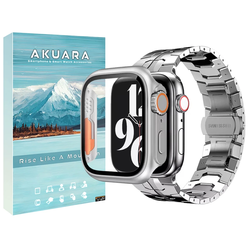 بند آکوآرا مدل Acero Ultra مناسب برای اپل واچ 44 mm سری 4/5/6/SE به همراه کاور