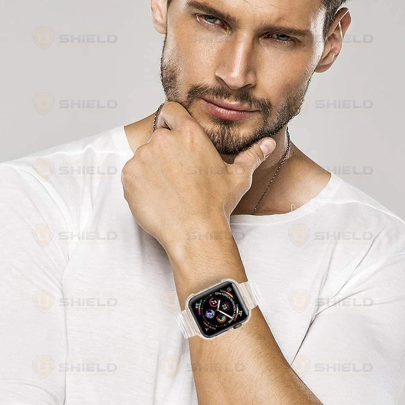 بند آلتیمیت شیلد مدل Transparent Shock مناسب برای اپل واچ 38 mm سری 1 به همراه کاور