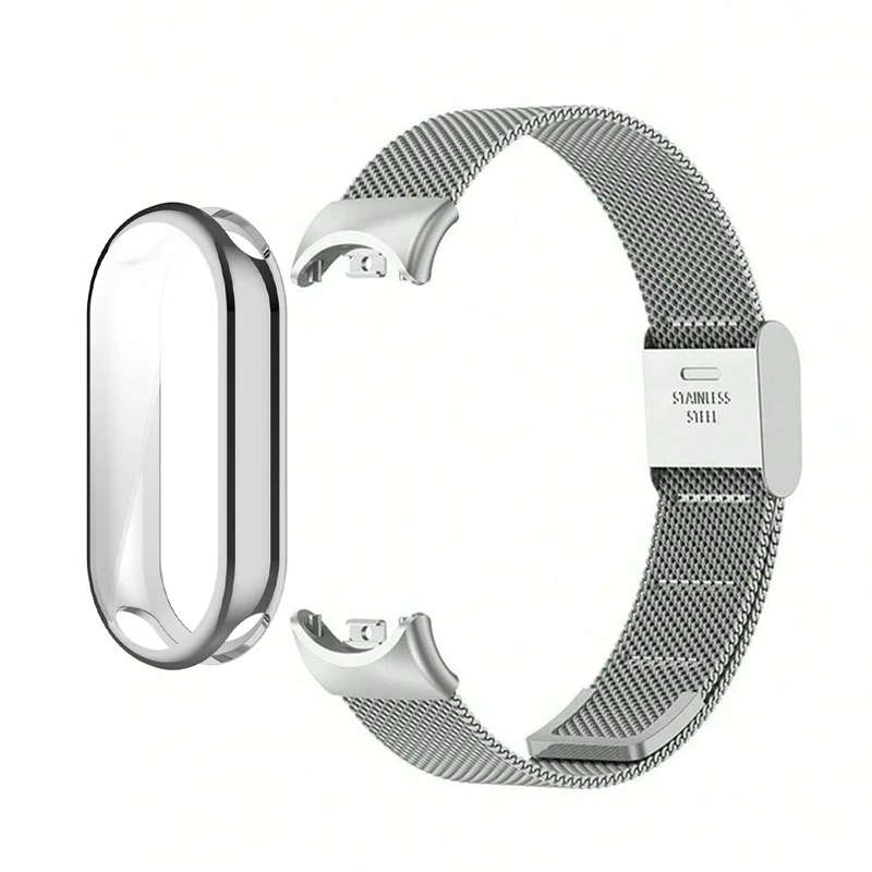 بند آکوآرا مدل Milanese SG GRDS مناسب برای مچ بند هوشمند شیائومی Mi Band 8 به همراه کاور