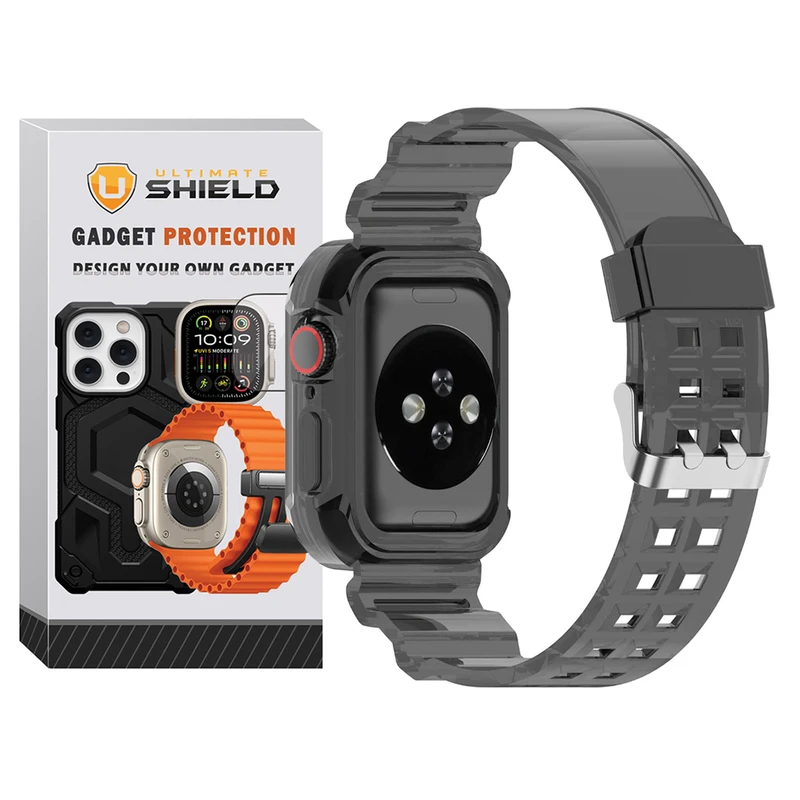 بند آلتیمیت شیلد مدل Transparent Shock مناسب برای اپل واچ 42 mm سری 10 به همراه کاور
