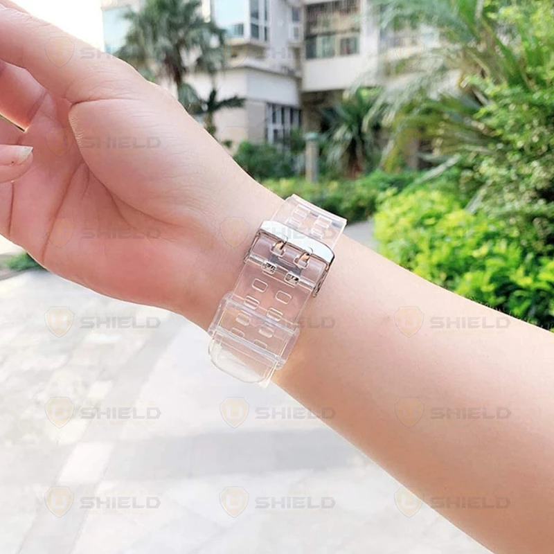 بند آلتیمیت شیلد مدل Transparent Shock مناسب برای اپل واچ 41 mm سری 9 به همراه کاور