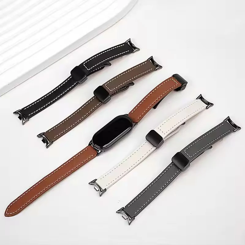 بند آکوآرا مدل Magnetic Leather مناسب برای مچ‌بند هوشمند شیائومی Mi Band 10
