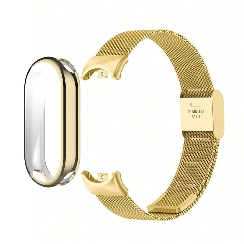 بند آکوآرا مدل Milanese SG GRDS مناسب برای مچ بند هوشمند شیائومی Mi Band 10 به همراه کاور