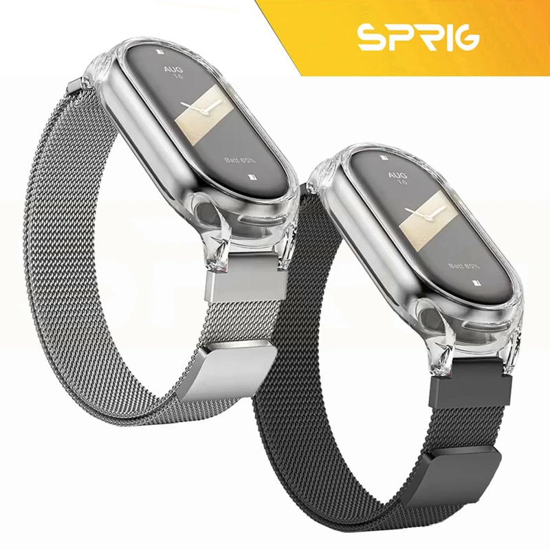 بند اسپریگ مدل Milanese Clear Guard مناسب برای ساعت هوشمند شیائومی Mi band 10 12mm