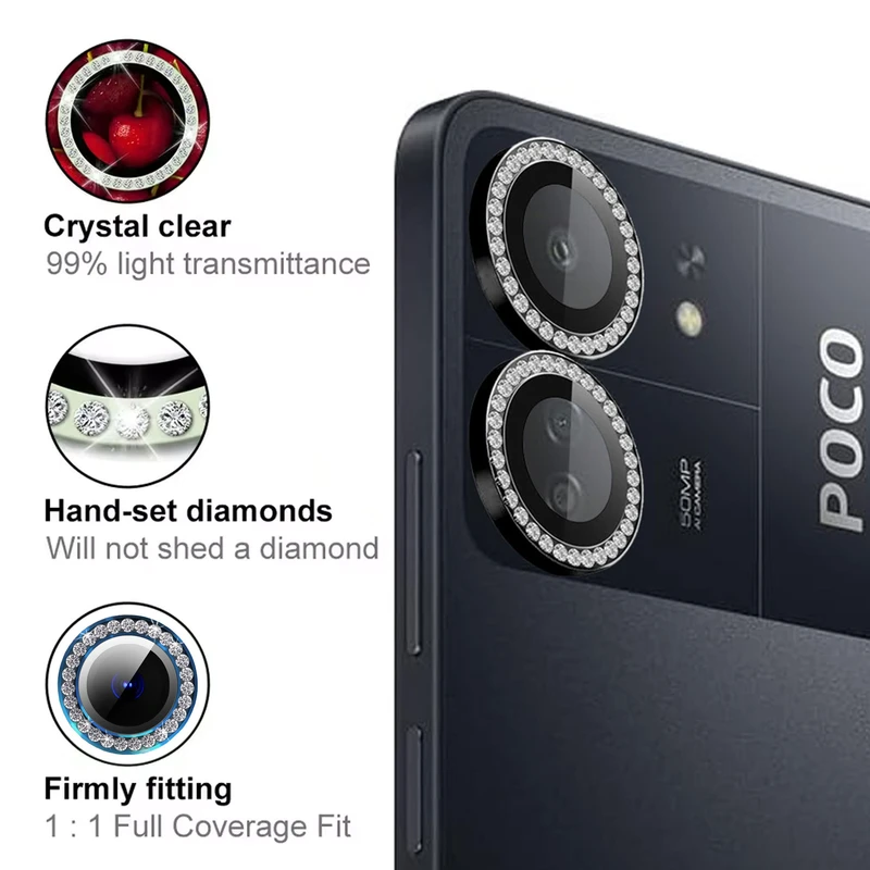 محافظ لنز دوربین رینگی هاپلایت مدل Diamond Protector HL مناسب برای گوشی موبایل شیائومی Poco C65