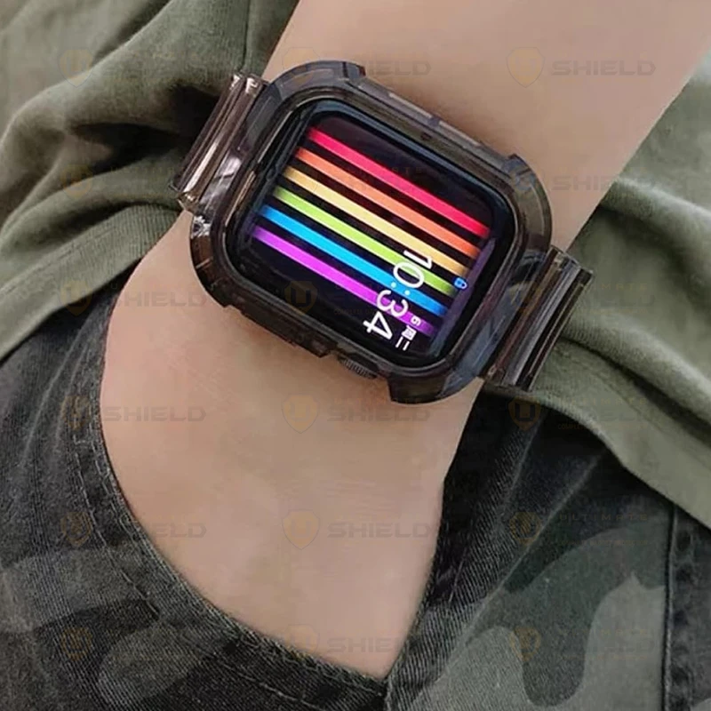 بند آلتیمیت شیلد مدل Transparent Shock مناسب برای اپل واچ 38 mm سری 1/2/3 به همراه کاور