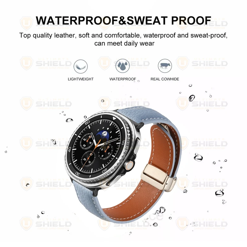 بند آلتیمیت شیلد مدل Leather Mag NV8 BK مناسب برای ساعت هوشمند سامسونگ Galaxy Watch 8 40mm / Galaxy Watch 8 44mm / Galaxy Watch 8 Classic 46mm