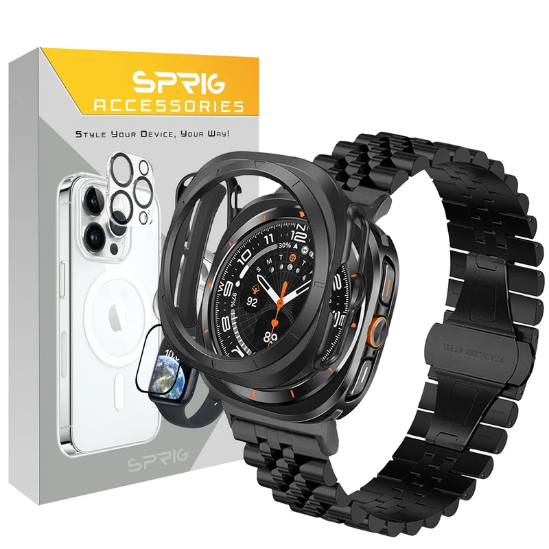 بند اسپریگ مدل 5Bead JustG مناسب برای ساعت هوشمند سامسونگ Galaxy Watch 7 Ultra 47mm به همراه کاور