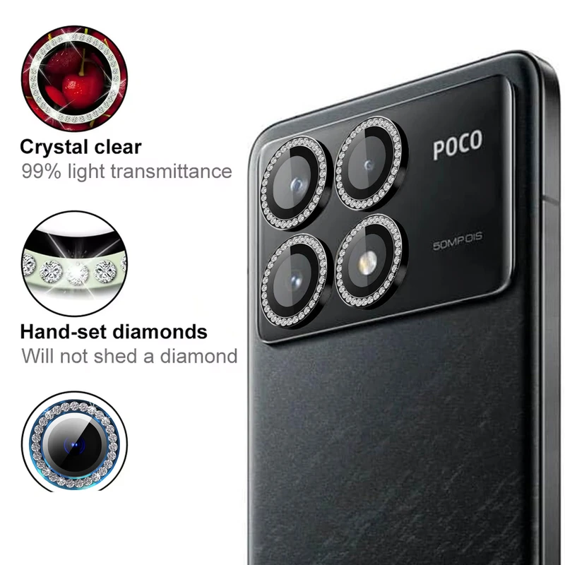 محافظ لنز دوربین رینگی هاپلایت مدل Diamond Protector HL مناسب برای گوشی موبایل شیائومی Poco F6 Pro