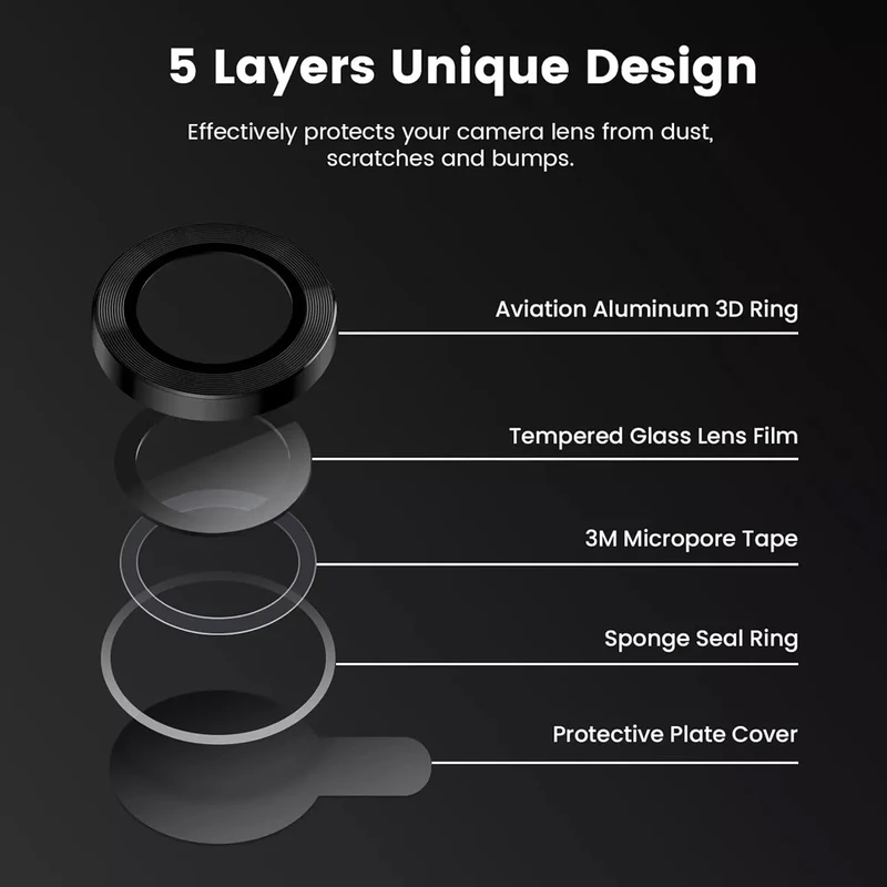 محافظ لنز دوربین پلاس مدل Ring Metal PL مناسب برای گوشی موبایل اپل iPhone 16 / 16 Plus