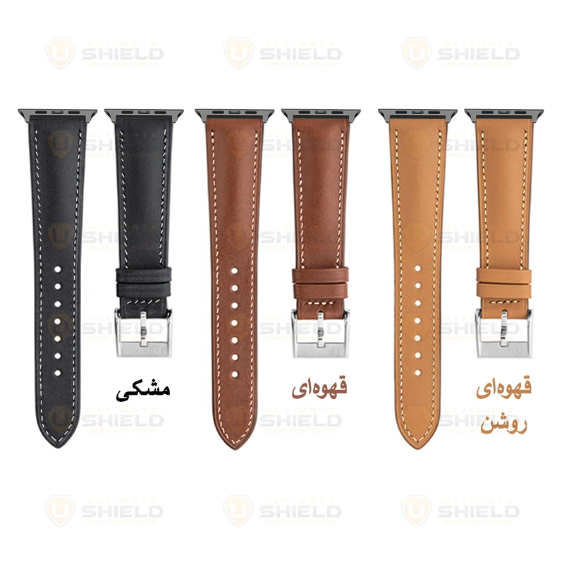 بند آلتیمیت شیلد مدل Leather SM BK مناسب برای اپل واچ 44 میلی متری سری SE