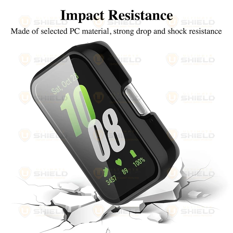 بند آلتیمیت شیلد مدل Silicone GK GRD BK مناسب برای ساعت هوشمند سامسونگ Galaxy FIT 3 30mm به همراه کاور