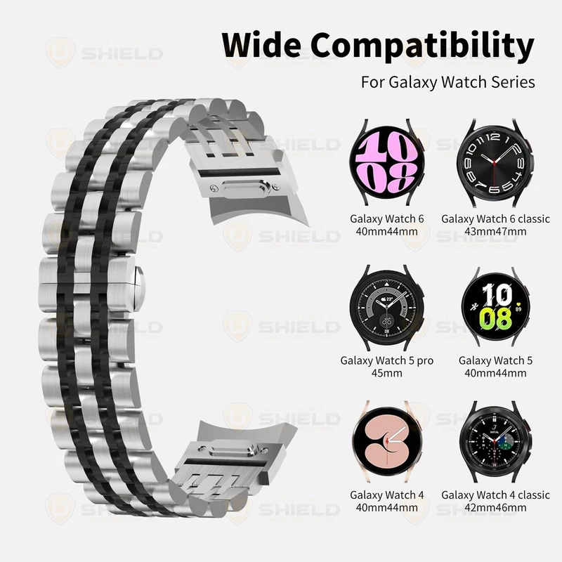 بند آلتیمیت شیلد مدل 7Row SLV 2C BTN مناسب برای ساعت هوشمند سامسونگ Galaxy Watch 7 40mm