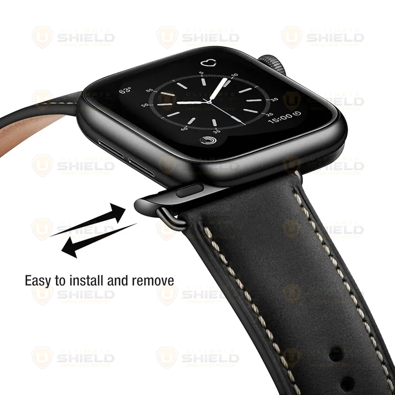 بند آلتیمیت شیلد مدل Leather SM BK مناسب برای اپل واچ 42 میلی متری سری 1/2/3