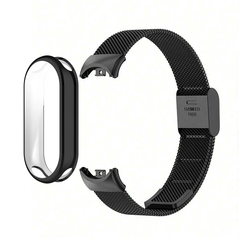 بند آکوآرا مدل Milanese SG GRDS مناسب برای مچ بند هوشمند شیائومی Mi Band 10 به همراه کاور