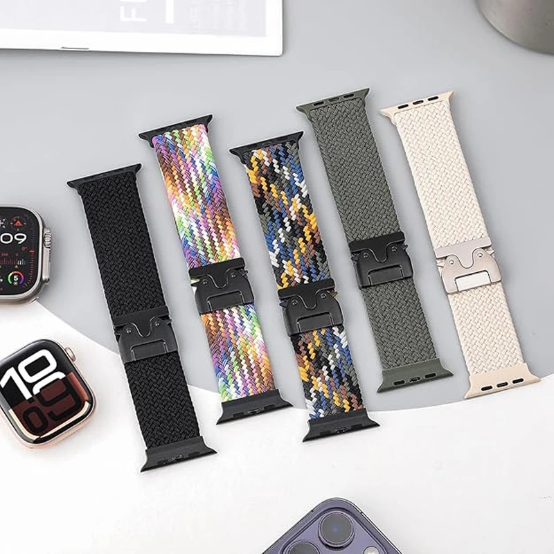 بند ساعت آکوآرا مدل Woven Parachute مناسب برای اپل واچ 44 mm سری SE