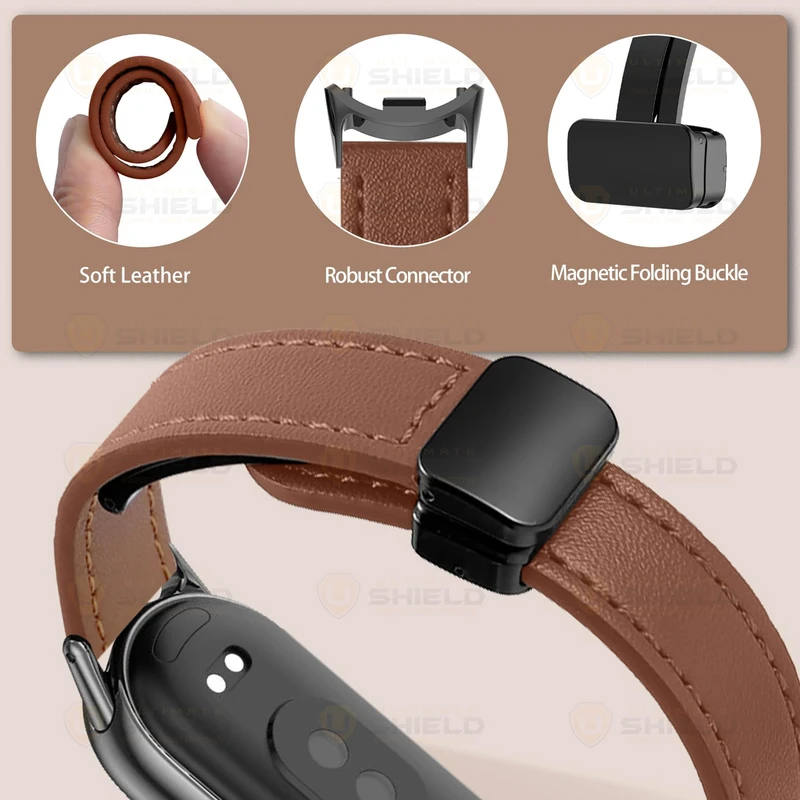 بند آلتیمیت شیلد مدل Leather MGN مناسب برای ساعت هوشمند شیائومی  Mi Band 10 12mm
