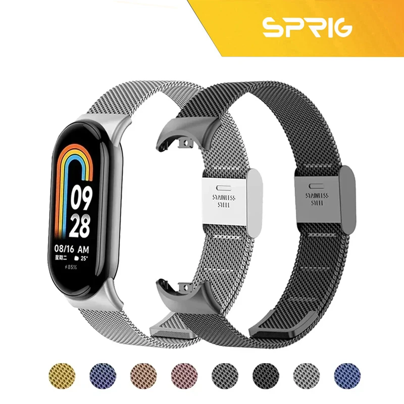 بند اسپریگ مدل Milanese SGK مناسب برای ساعت هوشمند شیائومی Mi band 8/9/10 12mm