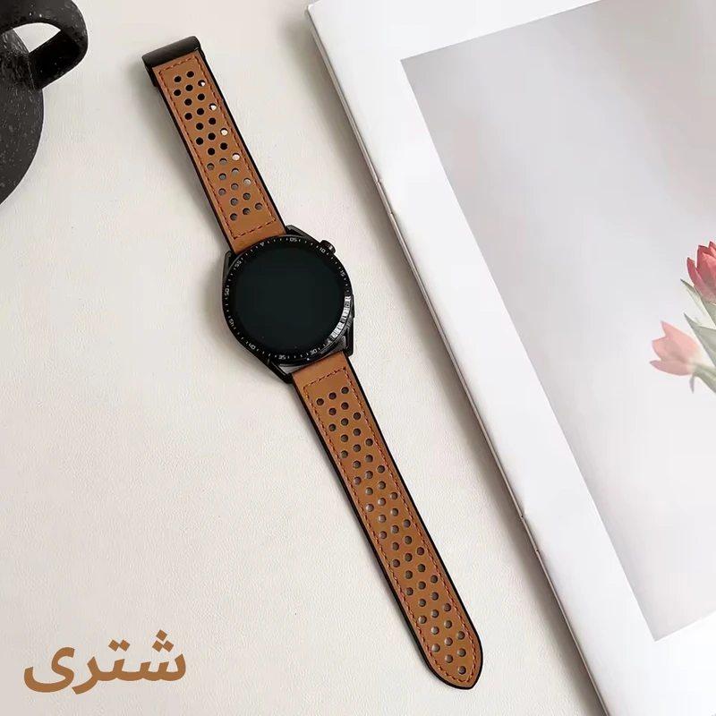 بند هاپلایت مدل Hole Leather Magnet HL مناسب برای ساعت هوشمند سامسونگ Galaxy watch 4 40mm / watch 4 44mm / watch 4 Classic 42mm / watch 4 classic 46mm