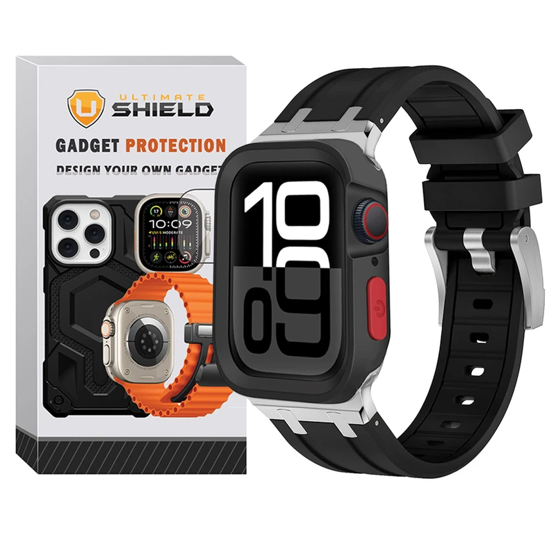 بند آلتیمیت شیلد مدل Stylish Defender مناسب برای اپل واچ 45 mm سری 7/8/9/SE 2021 به همراه کاور
