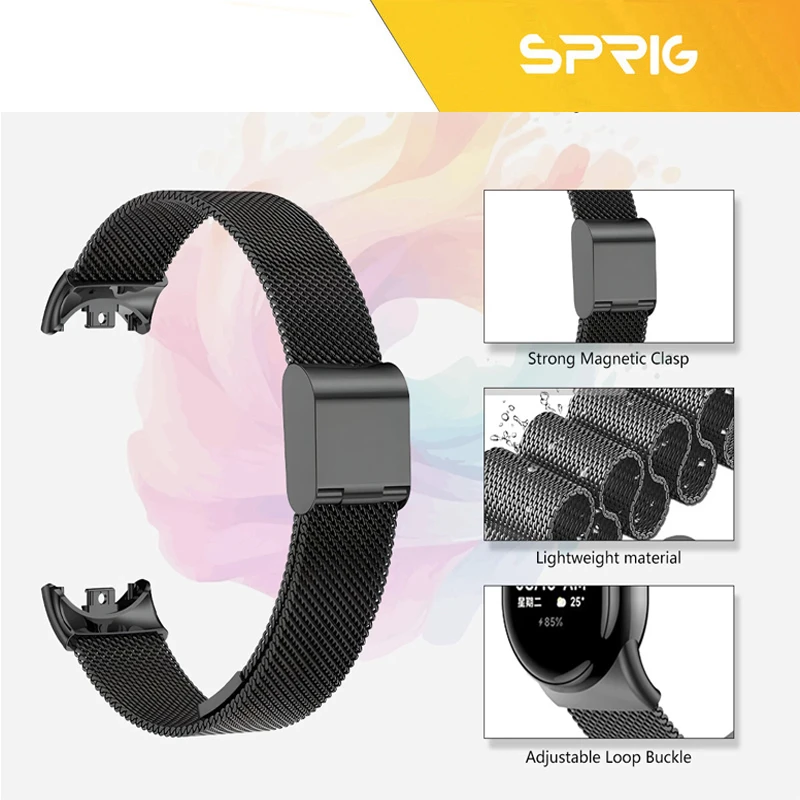 بند اسپریگ مدل Milanese SGK مناسب برای ساعت هوشمند شیائومی Mi band 8/9/10 12mm