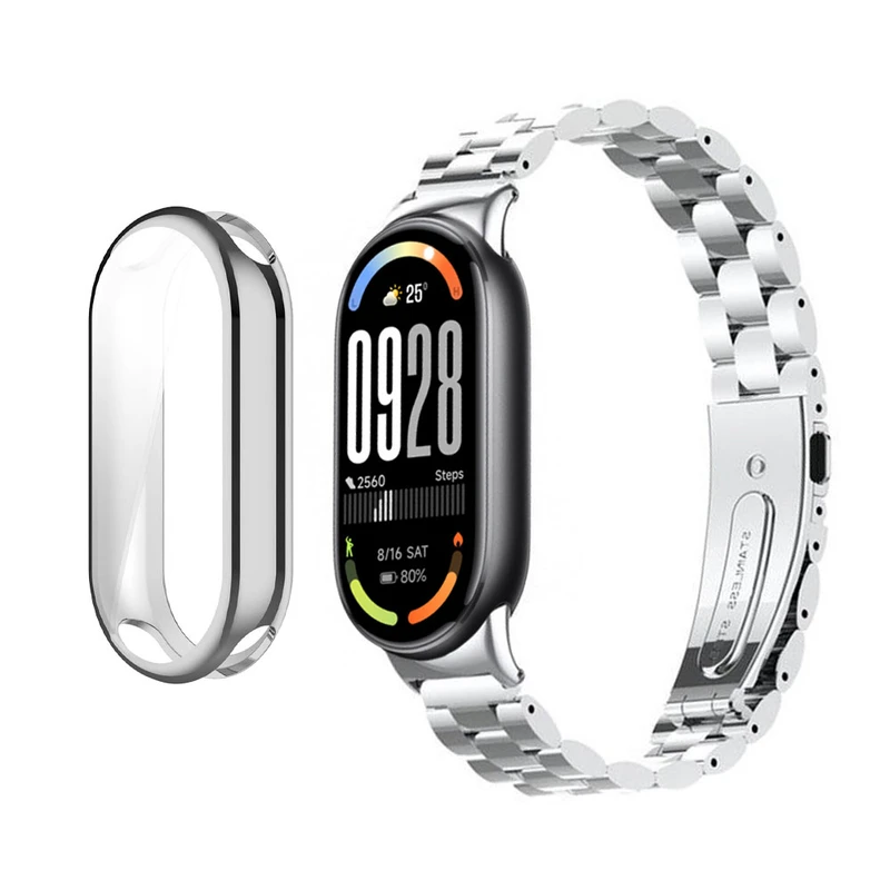 بند آکوآرا مدل 3Bead GRDS مناسب برای مچ بند هوشمند شیائومی Mi Band 8 به همراه کاور