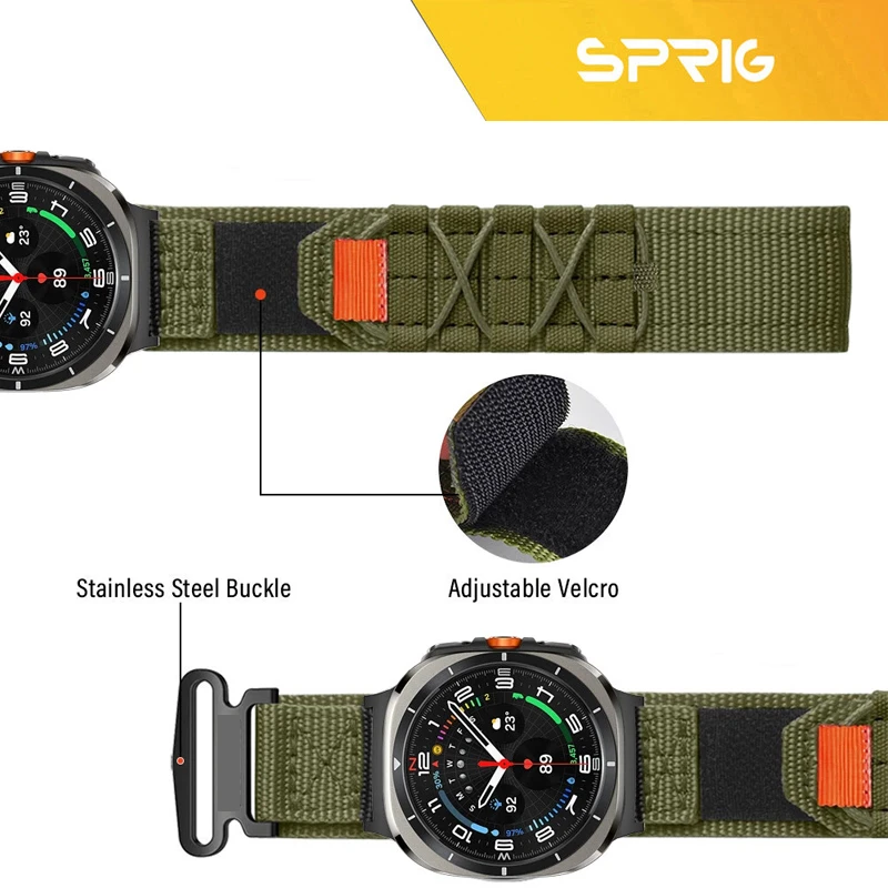 بند اسپریگ مدل Nylon Outdoor W8 مناسب برای ساعت هوشمند سامسونگ Galaxy Watch 8 40mm / 8 44mm / 8 Classic 46mm
