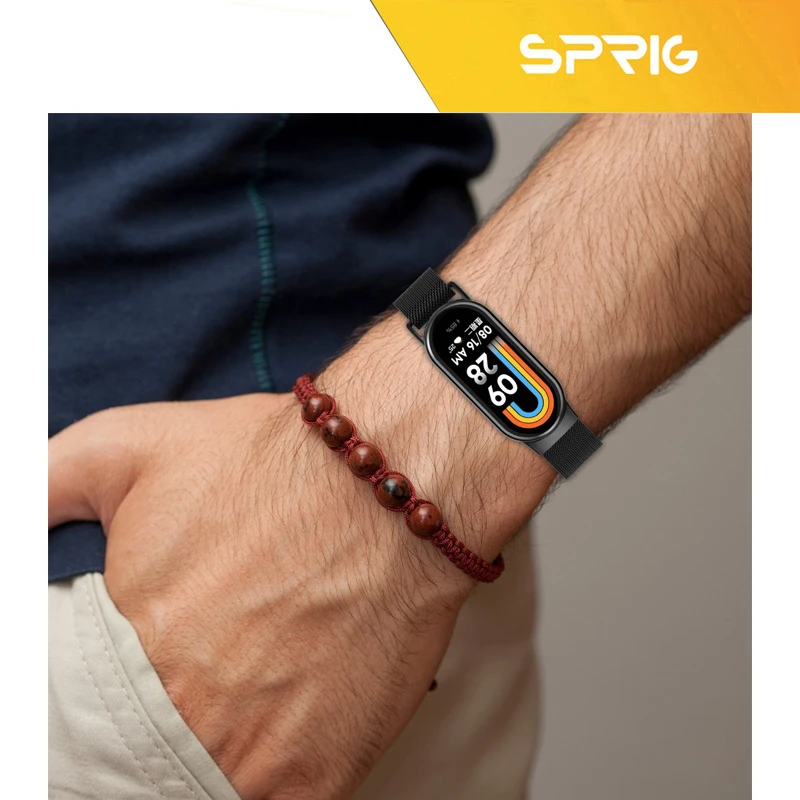 بند اسپریگ مدل Milanese SGK مناسب برای ساعت هوشمند شیائومی Mi band 8/9/10 12mm