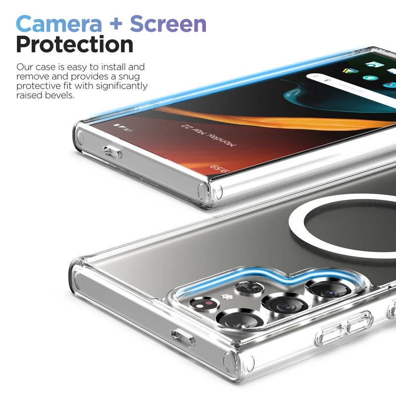 کاور هاپلایت مدل MagSafe Clear HL مناسب برای گوشی موبایل سامسونگ Galaxy S24 Ultra به همراه محافظ لنز دوربین