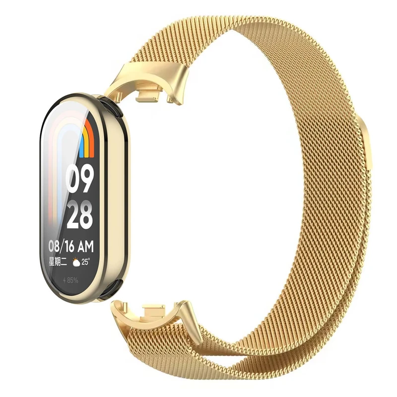 بند آکوآرا مدل Milanese GRDS مناسب برای مچ بند هوشمند شیائومی Mi Band 8 به همراه کاور