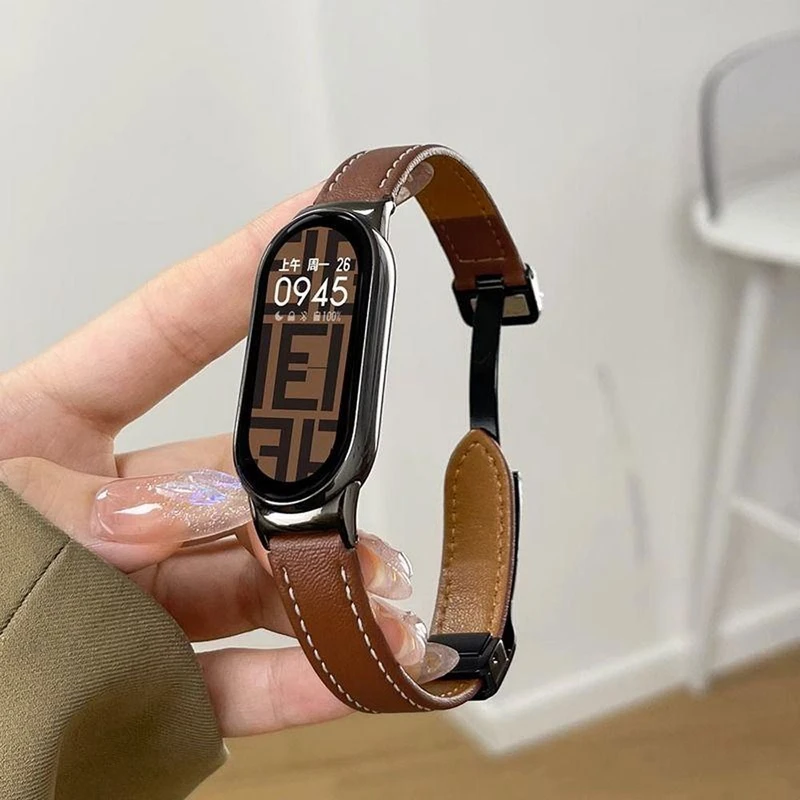 بند آکوآرا مدل Magnetic Leather مناسب برای مچ‌بند هوشمند شیائومی Mi Band 9