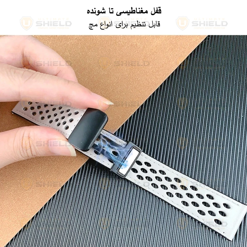 بند آلتیمیت شیلد مدل Dot Leather Magnet TW مناسب برای ساعت هوشمند گلوریمی GX Sport 22mm