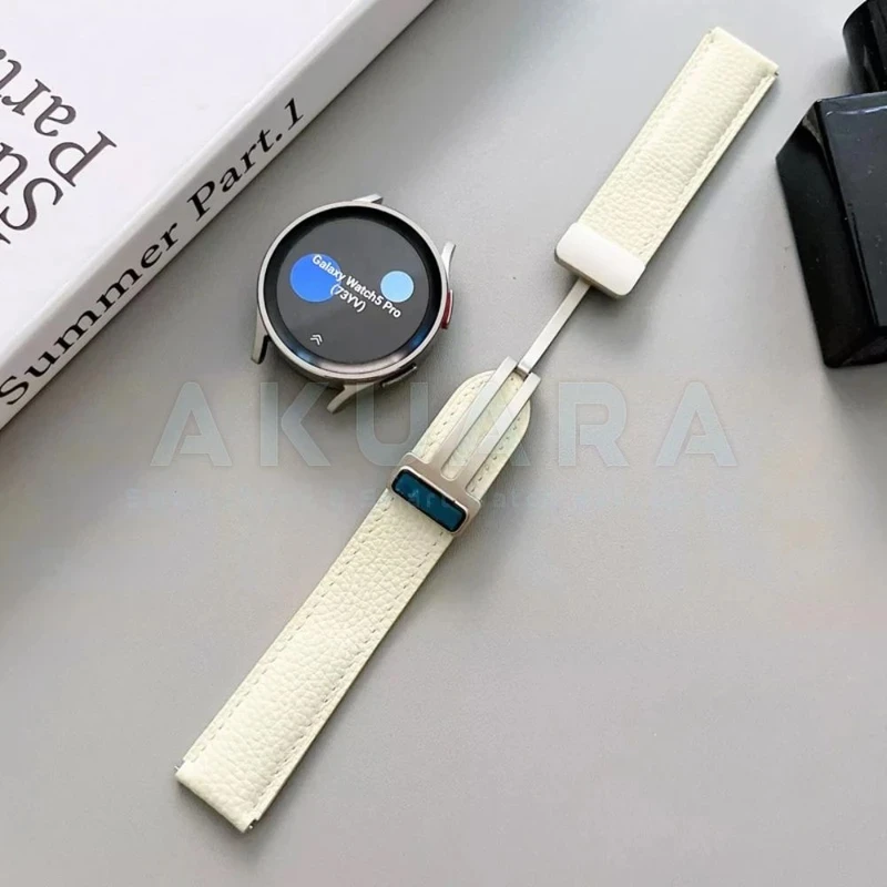 بند ساعت آکوآرا مدل Magnetic Leather AK مناسب برای ساعت هوشمند میبرو لایت 2 / لایت 3 / لایت 3 پرو سایز 22mm