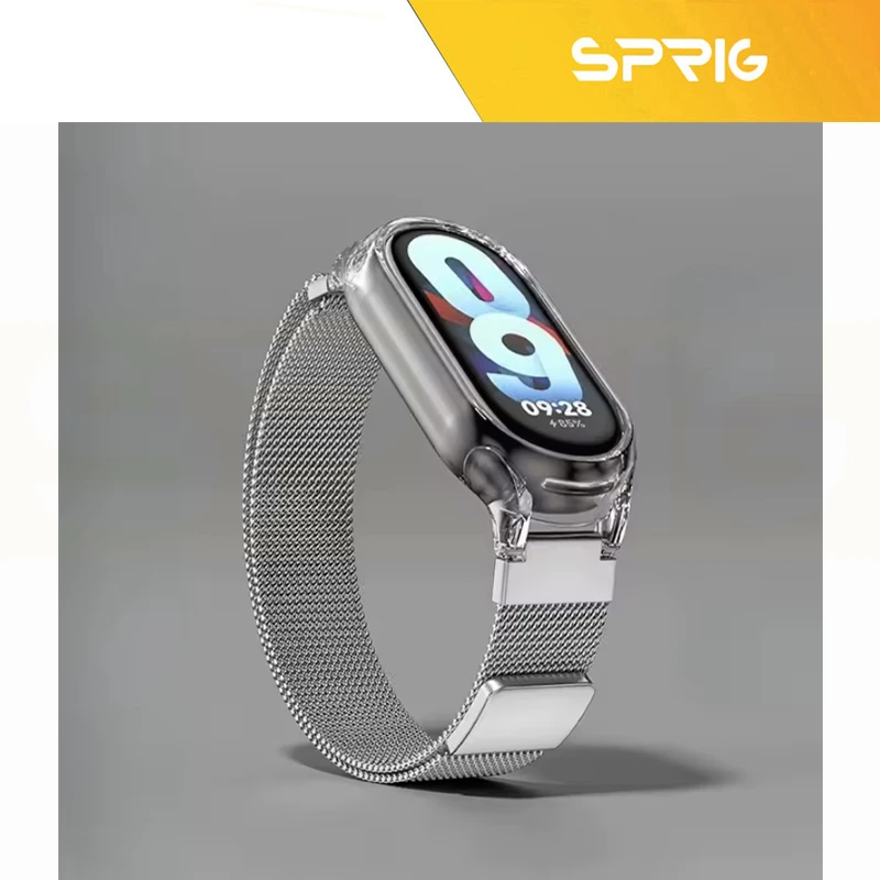بند اسپریگ مدل Milanese Clear Guard مناسب برای ساعت هوشمند شیائومی Mi band 10 12mm