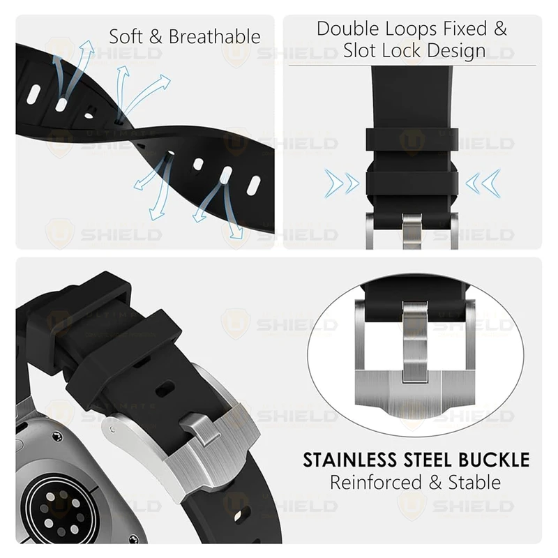 بند آلتیمیت شیلد مدل Stylish Rugged مناسب برای اپل واچ 49 میلی‌متری سری Ultra به همراه کاور