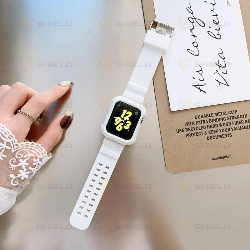 بند آلتیمیت شیلد مدل Transparent Shock مناسب برای اپل واچ 49 mm سری Ultra به همراه کاور