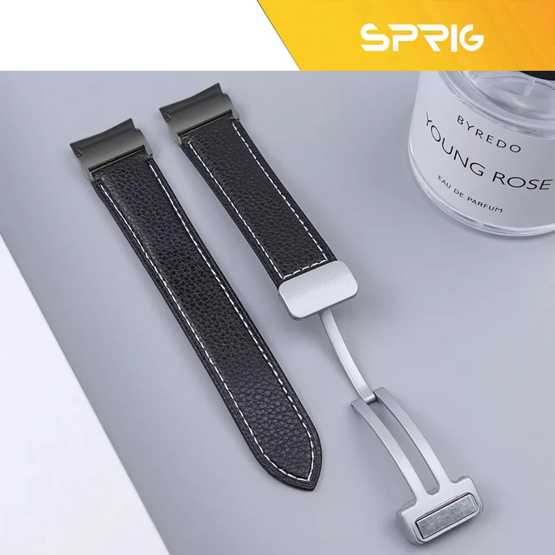 بند اسپریگ مدل Leather Mag-BK ORG مناسب برای ساعت هوشمند سامسونگ Galaxy Watch 6 40mm