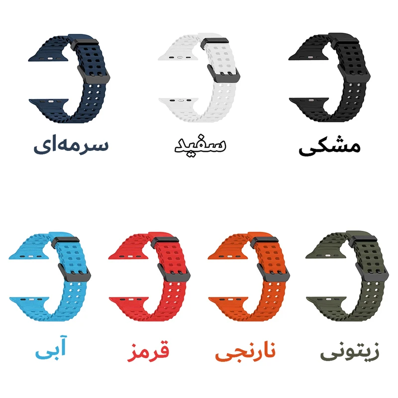 بند هاپلایت مدل Ocean Black Buckle HL مناسب برای اپل واچ سری 4/5/6/Se سایز 44 میلیمتری