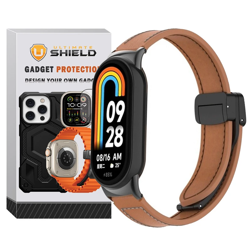 بند آلتیمیت شیلد مدل Leather MGN مناسب برای ساعت هوشمند شیائومی  Mi Band 9 12mm