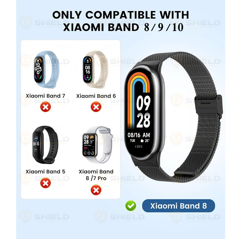 بند آلتیمیت شیلد مدل Milanese GK مناسب برای ساعت هوشمند شیائومی Mi Band 10 12mm